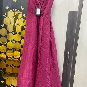 A Line Magenta Gown With Slit (Size L)