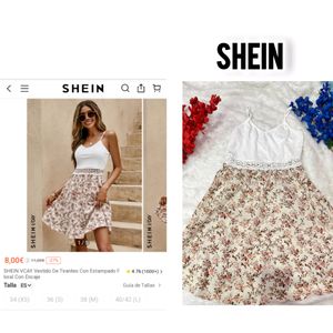 Shein floral lace ribbed skater dress