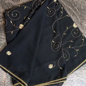 Black Floral Saree