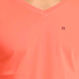 Man Solid Vneck Pink T-shirt