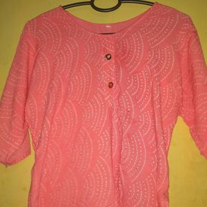 Pink Jaipuri Print Kurta.