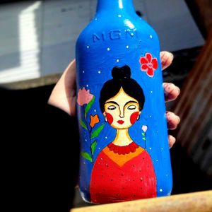 Floral Girl Bottle Art