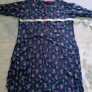 Fusion Floral Print Straight Kurta With Round Neck |Bust Size 36 Cm