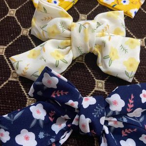 Floral Medium Size Hair Bow Pack Of 4