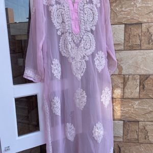 Pink Chikankari Kurti