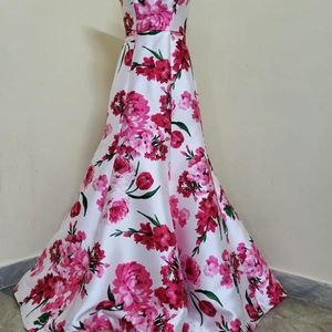 Beautiful Flower Print Mermaid Gown