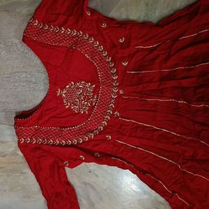 Red Attractive Anarkali Gown