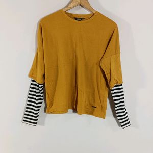 Mustard Yellow Plain Casual Top (Women)