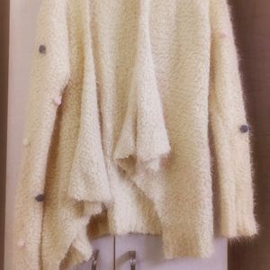 Pompom Open Shrug Sweater