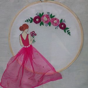 Wooden Embroidery Girly Hoop