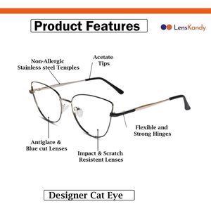 Full Rim Cat-eyed Anti Glare And Blue Cut Glasses