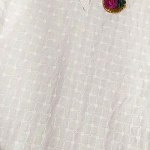 Lucknawi Work White Kurti For Girls..