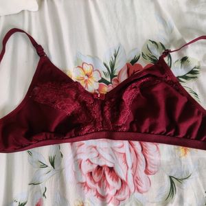 Maroon Lace Bra 32B