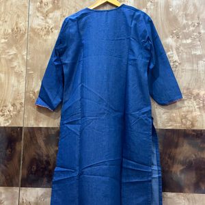 Women Denim Embroidery Kurta