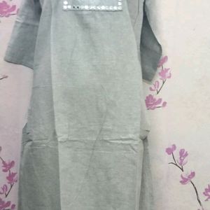 Kurti Grey 1 mirror & Embroidery work/fancy/