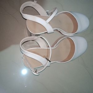 Korean White Block Heel