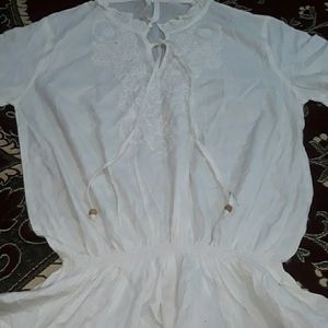 Pepe Jeans White Embroidered Top Size XL