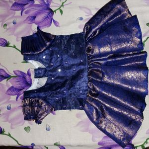 Blue Pattu Frock