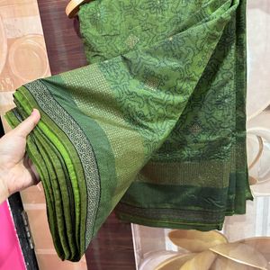 Beautiful Green Saree With Blouse