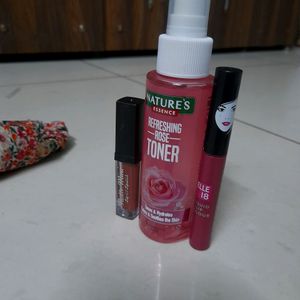 Combo Of Toner, Two Lipstick And Hair Band