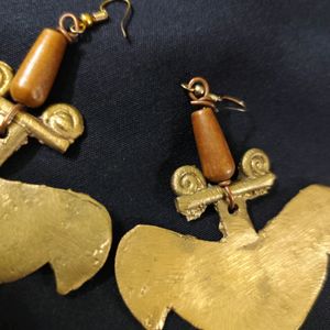 Pure Brass Dokra Statement Earrings