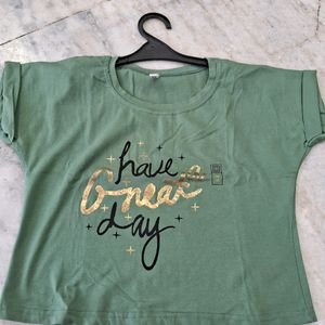 Green Crop T Shirt