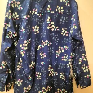 Printed Women Shirt Full Sleeves In Navy Blue