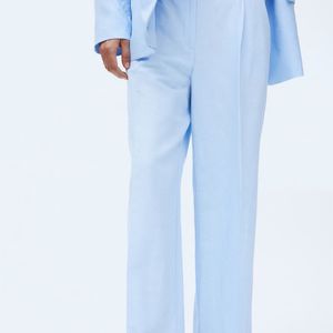 Powder Blue Linen Formal Pants From H&M