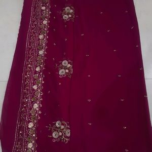 Ambroider Saree With Blouse. Only 1time Used.