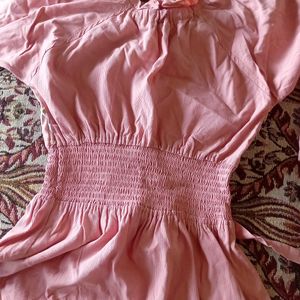 Girls Pink Top With Elastic On The Waist