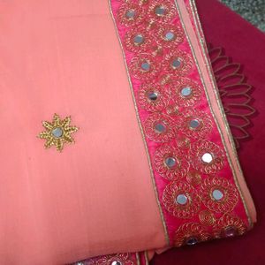 Peach Colour Partywear Saree