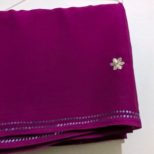 Rani Pink Embroidery Saree