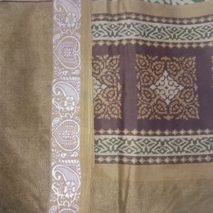 Vintage Pure Silk Threadwork Border Saaree