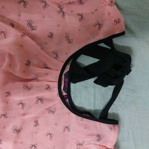 Cute Pink CROP Top With BOW