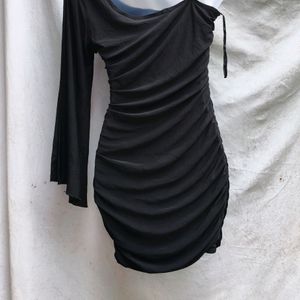 I. BLACK RUCHED MINI BODYCON