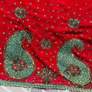 Red Zardosi Saree