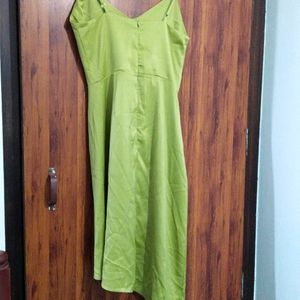 Lemon Green Solid Western Dress For Women