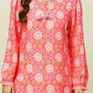 Rangriti Pink Floral Printed Tunic Women