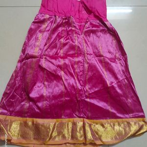 Pink Silk Pattu Pavadai/ Lehenga For 1 Yr