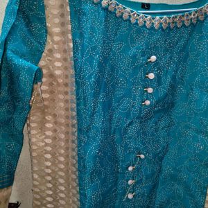 Turquoise Blue And Golden  Totally New Kurta