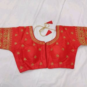 Banglori Silk Embroidery Work Red Blouse