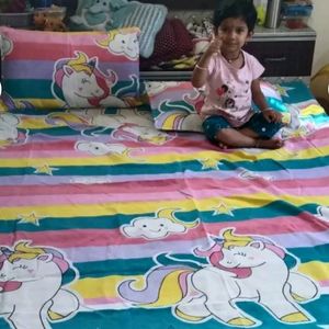 Unicorn Double Bedsheet With Pillow Covers