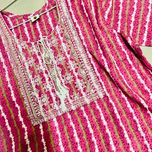 Pink Thread Work Kurti