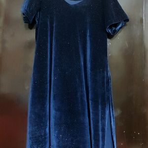 Sea Blue Velvet Suit Salwar With Dupatta 42 Bust