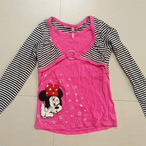 Minnie Mouse Pink And Black T-shirt For Girls