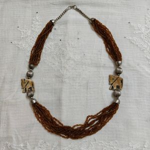 Ivory Elephant Brown Necklace