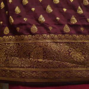 Maroon Colour Saree With Blouse