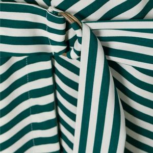 Dark Green And White Striped Dress