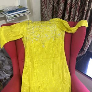 Yellow Stright Kurti