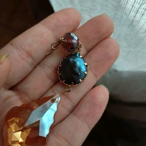 Zara Iridescent Peal & Crystal Earrings